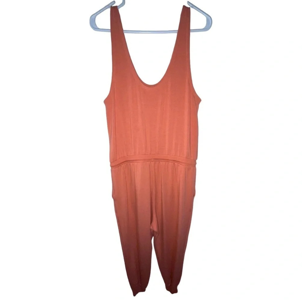 ATHLETA Balance Jumpsuit Size Large Soft Persimmon Lounge Comfortable Travel - Picture 2 of 7